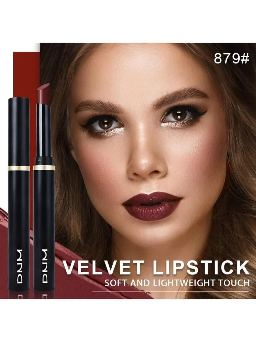 Women's 879# Dark Maroon Long Lasting Waterproof Velvet Matte Stick Lipstick